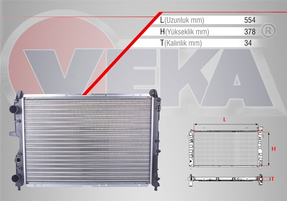 YEDEK PARÇASU RADYATORU MEKANIK FIAT TEMPRA 2.0i M-T 1992-1999  16-1822;SU RADYATORU MEKANIK FIAT TEMPRA 2.0i M-T 1992-1999VEKA16-1822