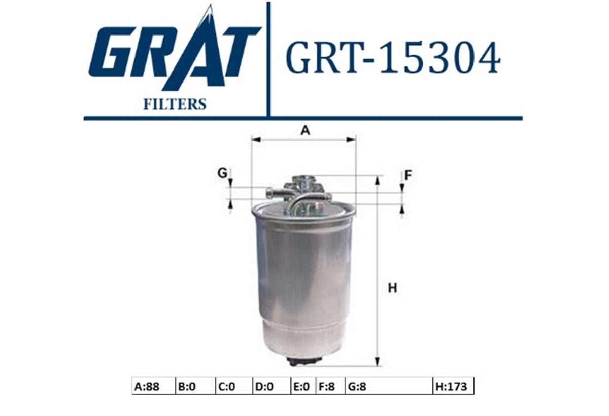 YEDEK PARÇAYAKIT FILTRESI  VW TRANSPORTER T4 2.4D 2.5TDI 1H0127401C -GRT-15304GRATGRT-15304