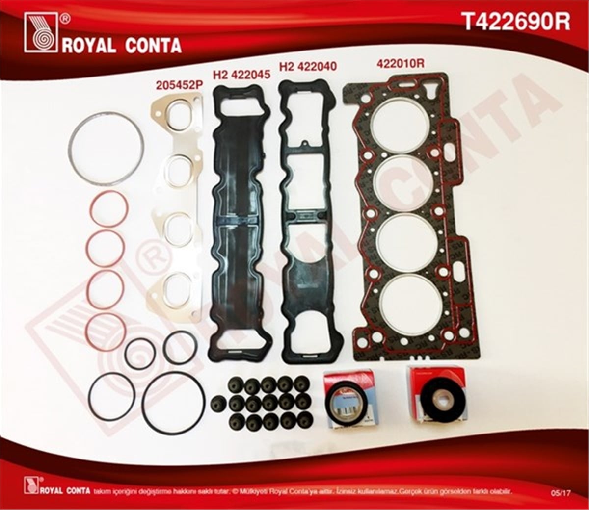 206ÜST TAKIM CONTASI CORTECO KEÇELİ S.LASTİKLİ P206-P207P307-P1007-C2-C3-C4 1.4 16V 03 88HP ET3J4 ROYAL T422690RROYALROYAL T422690R