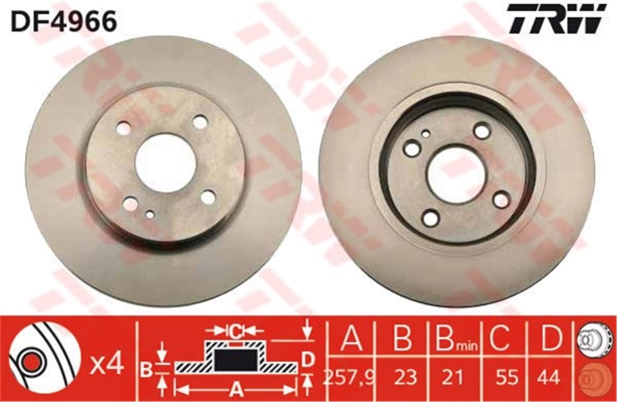 2ÖN FREN AYNASI HAVALI MAZDA 2 1.3-1.4 MZR-CD-1.5-1.6 MZ-CD 07- TRW DF4966TRWTRW DF4966
