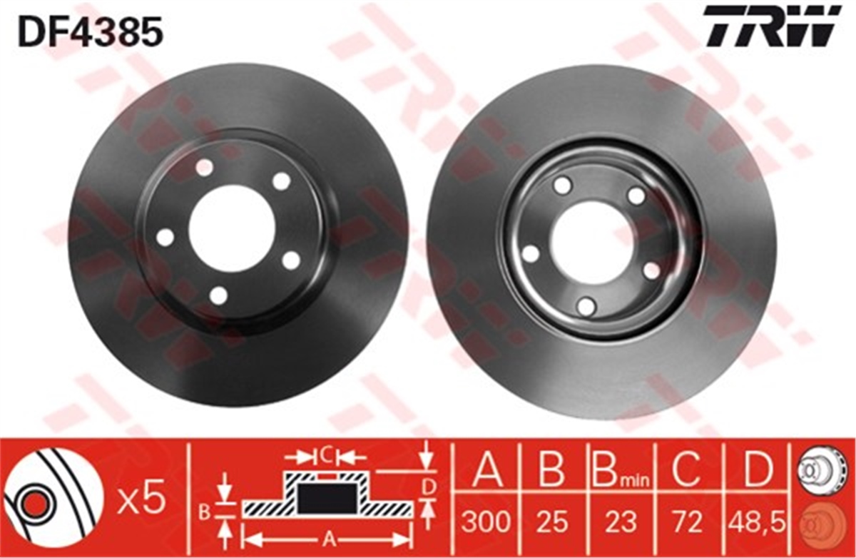 2ÖN FREN AYNASI HAVALI MAZDA 2.0 03- MAZDA 5 1.8-2.0-2.0CD 05- TRW DF4385TRWTRW DF4385
