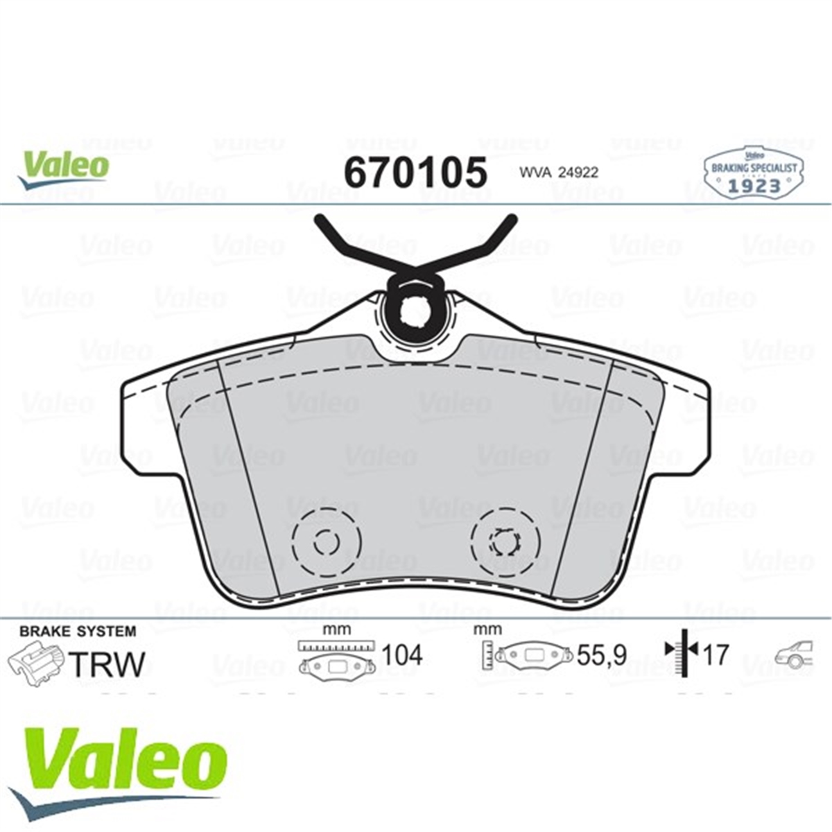 3008ARKA BALATA P308 1.6GTI 010 P3008 1.6VTI-1.6THP-1.6HDI-2.0HDI 09 P5008 1.6 16V-1.6HDI-2.0HDI 09 VALEO 670105VALEOVALEO 670105