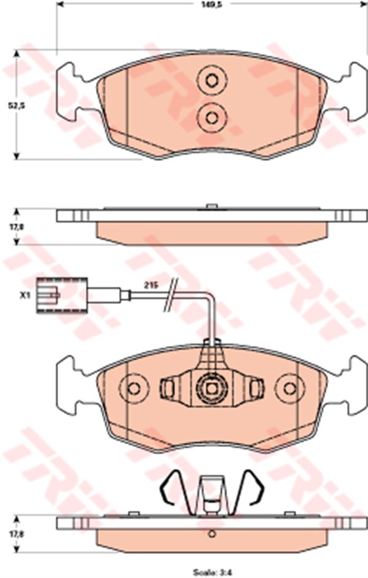 500ÖN BALATA FIAT PUNTO EVO 1.2 1.3D 1.4 09-12 PUNTO 0.9 1.2 1.3D 1.4 12 500 0.9 09-10 GDB1899 TRW GDB1900TRWTRW GDB1900