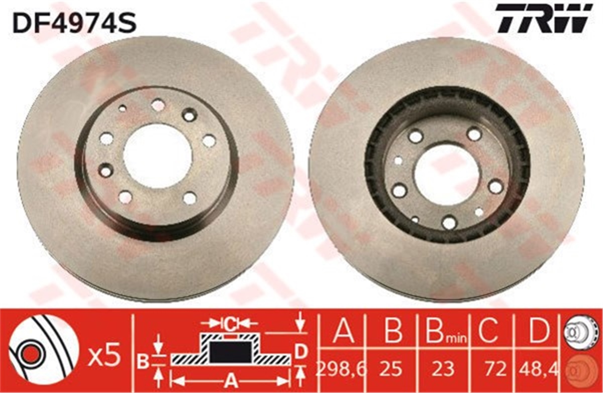 6ÖN FREN AYNASI HAVALI MAZDA 6 1.8-2.0-2.5-2.0CD-2.2CD-2.2D TRW DF4974STRWTRW DF4974S