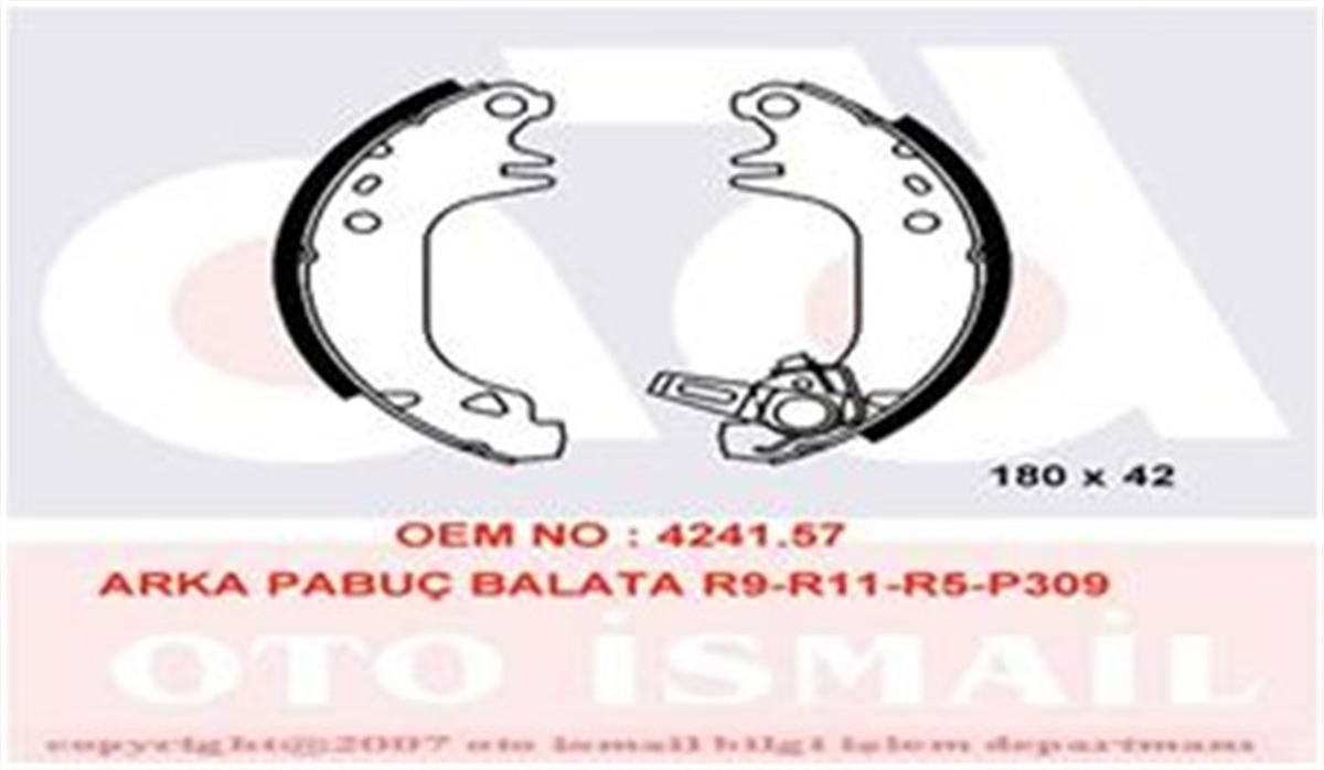 9ARKA PABUÇ BALATA R9-R11-R5-P309 VALEO 562109VALEOVALEO 562109