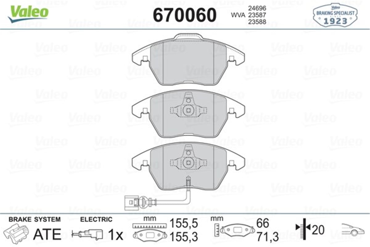 A1ÖN BALATA GOLF V 2.0TDİ 08-13 PASSAT 10 SCIROCCO 10 TOURAN 10 AUDI TT 06 AUDI A1 12 VALEO 670060VALEOVALEO 670060