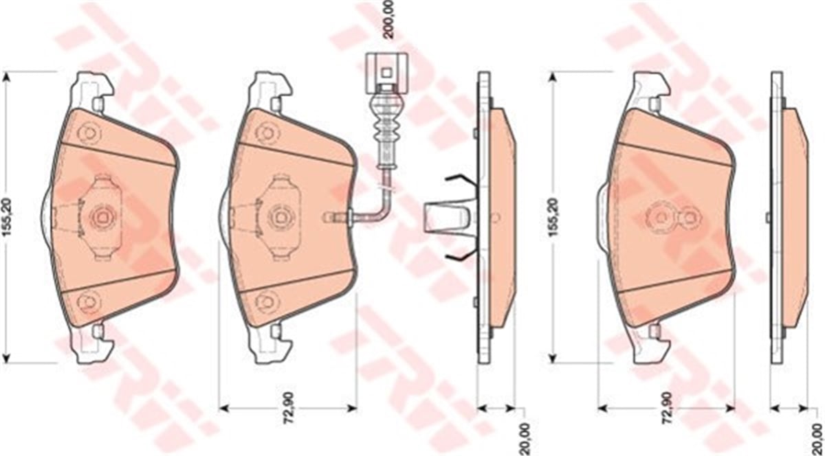 A3ÖN BALATA GOLF VI 2.0 R4-09 13 GOLF VI 2.0TDİ 13 2.0TSİ 08-13 AUDI A3 03-12 TT 08-14 TRW GDB1809TRWTRW GDB1809