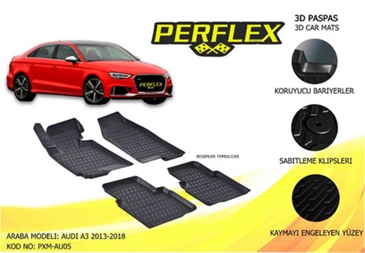 A3PASPAS 3D X-MAT HAVUZLU AUDI A3 13 SİYAH PERFLEX PXM-AU05PERFLEXPERFLEX PXM-AU05