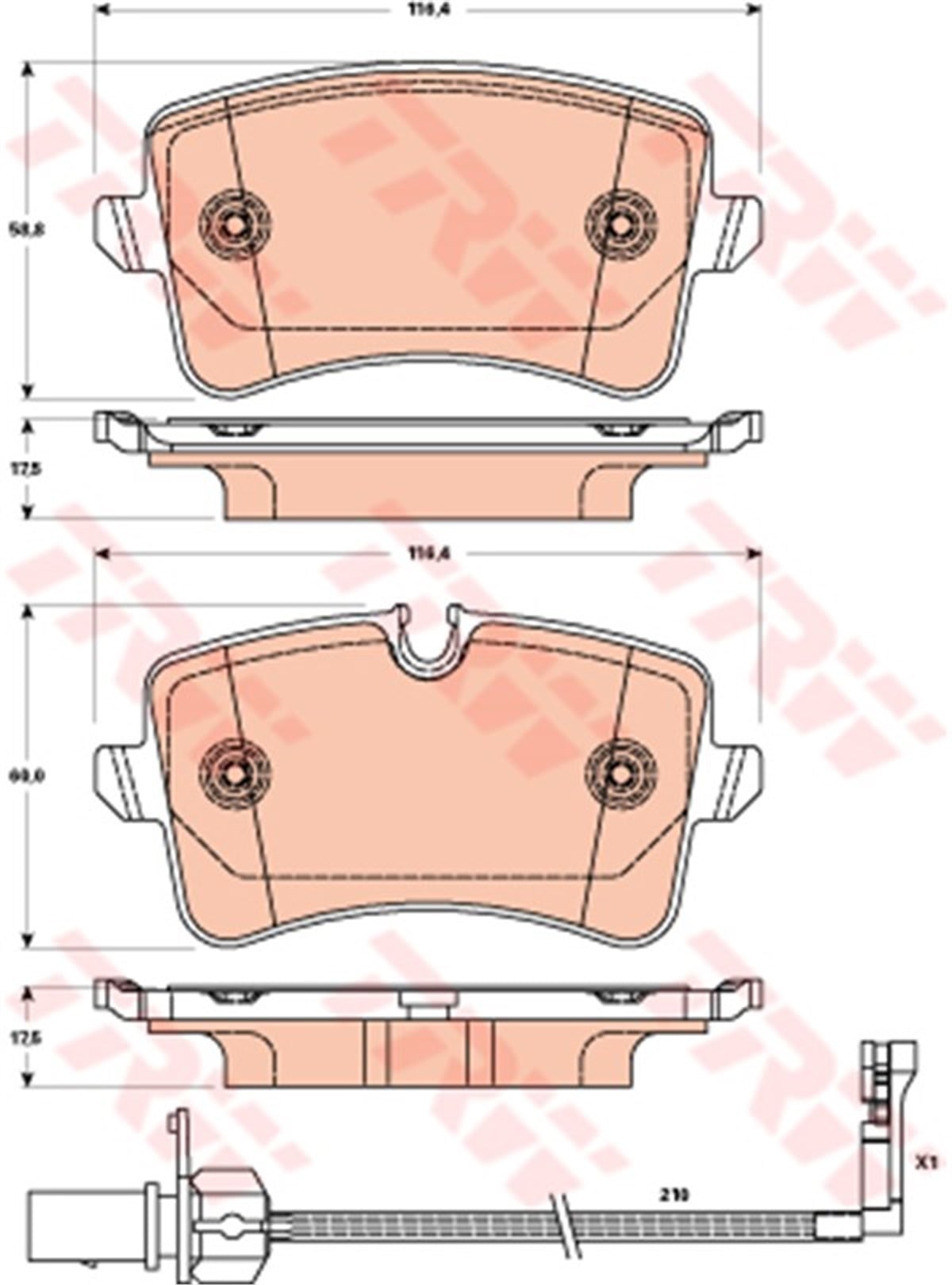 A4ARKA BALATA AUDI A4 R84 12 A5 13 A6 11 A7 14 Q5 12 2.0TDİ 3.0TDİ PORSCHE MACAN 14 TRW GDB1902TRWTRW GDB1902