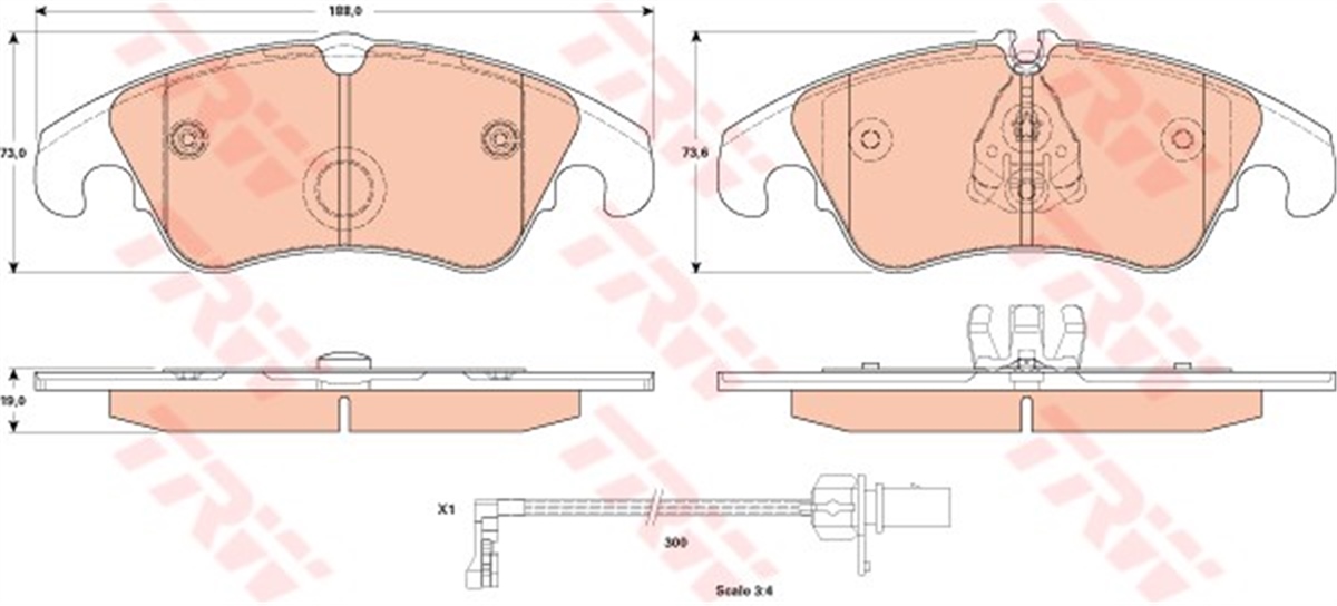 A4ÖN BALATA FİŞLİ AUDI A4-A5-A6-A7-Q5 2008 TRW GDB1908TRWTRW GDB1908