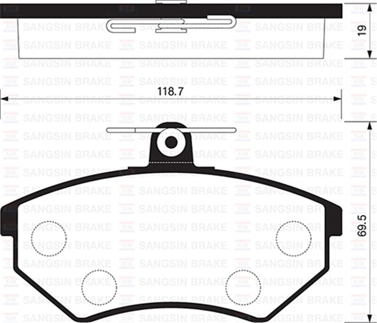 A4ÖN BALATA PASSAT 1.8 88-96 AUDI 80 A41.6 1.9TDİ 95-10 119.3X69.6X19.4 MM GDB826 SANGSIN SP2007SANGSINSANGSIN SP2007