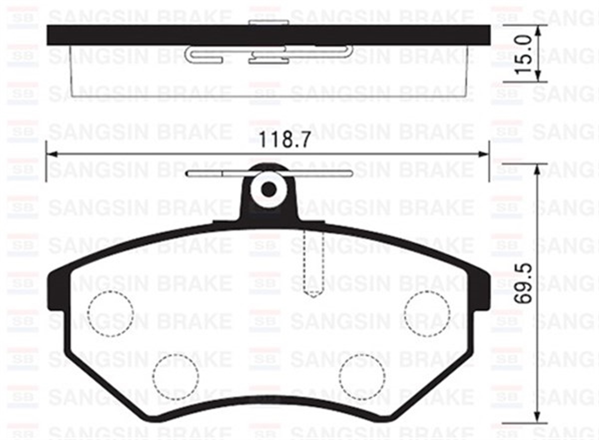 A4ÖN BALATA PASSAT 1.8 88-96 AUDI 80 A41.6 1.9TDİ 95-10 119.3X69.6X19.4 MM GDB826 SANGSIN SP2005SANGSINSANGSIN SP2005