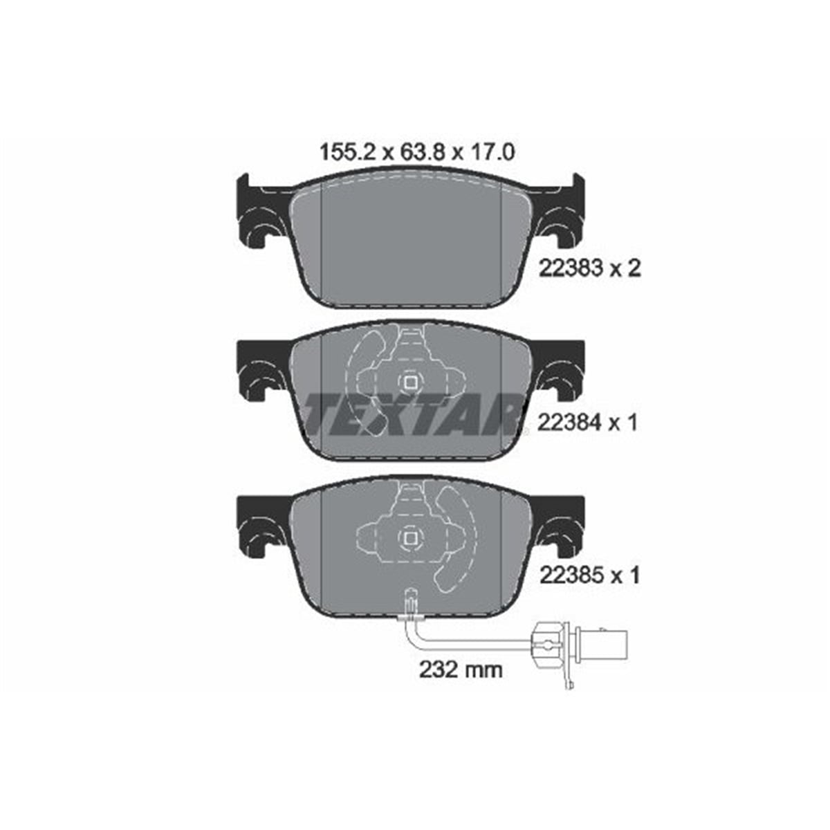 A4ÖN FREN BALATA AUDI A4-A5 2014 155.2X63.8X17 KULLAKLI TEXTAR 2238301TEXTARTEXTAR 2238301