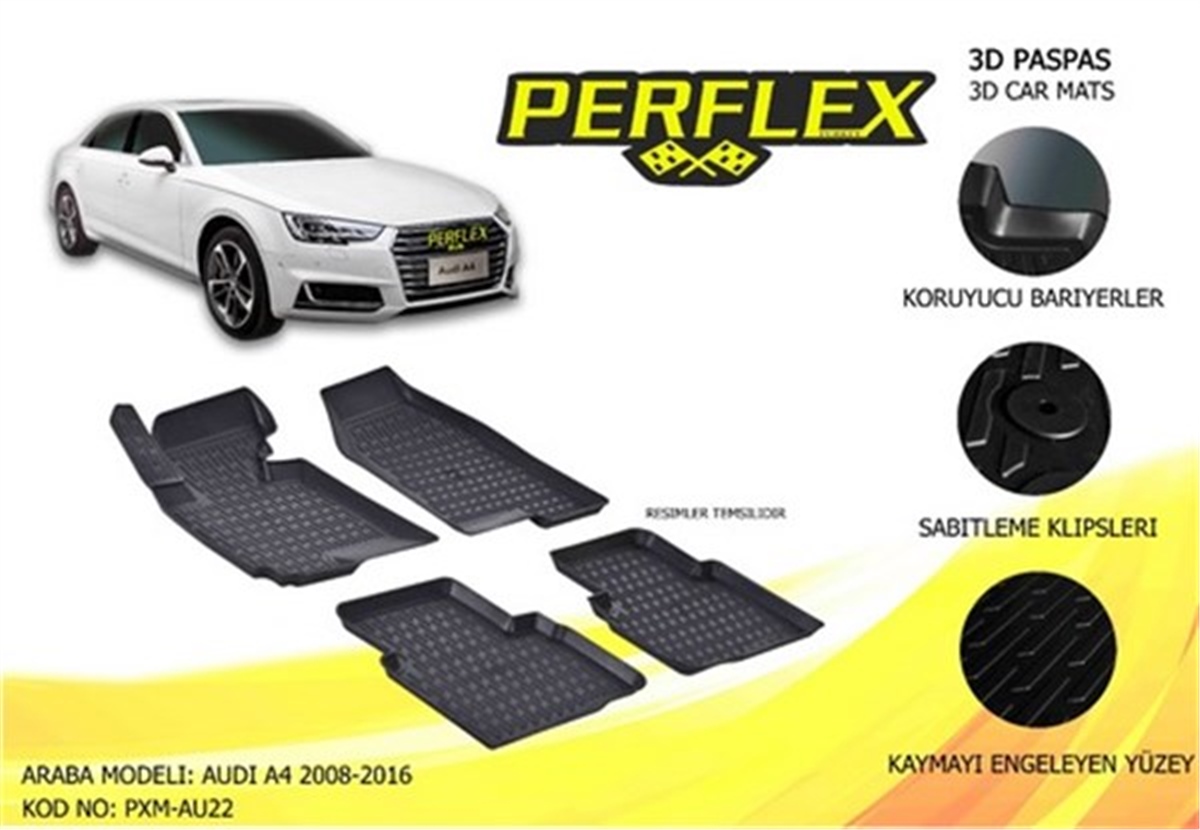 A4PASPAS 3D X-MAT HAVUZLU AUDI A4 11 SİYAH PERFLEX PXM-AU22PERFLEXPERFLEX PXM-AU22