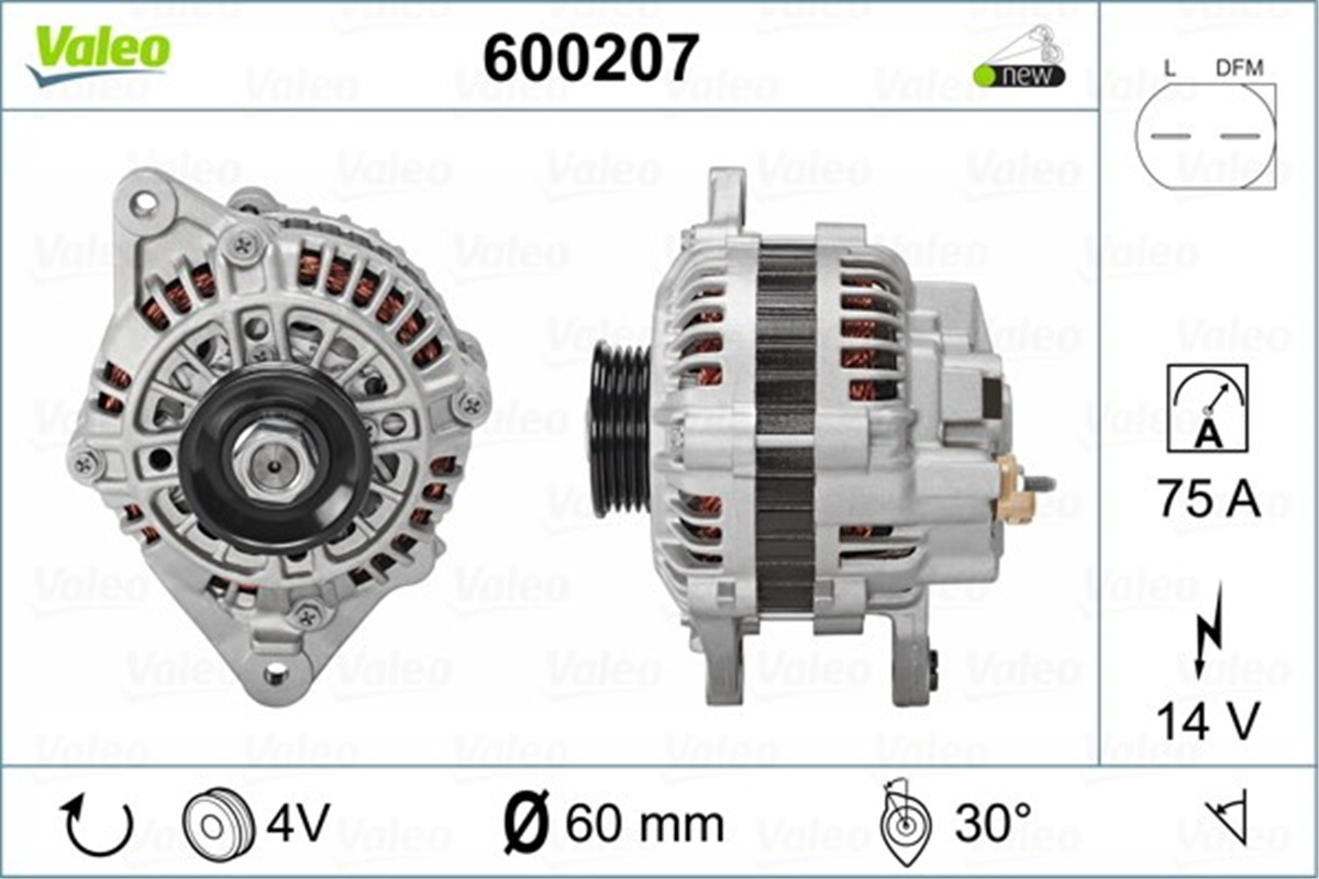 ACCENTALTERNATÖR HYUNDAI ACCENT 1.5 95-98 VALEO 600207VALEOVALEO 600207