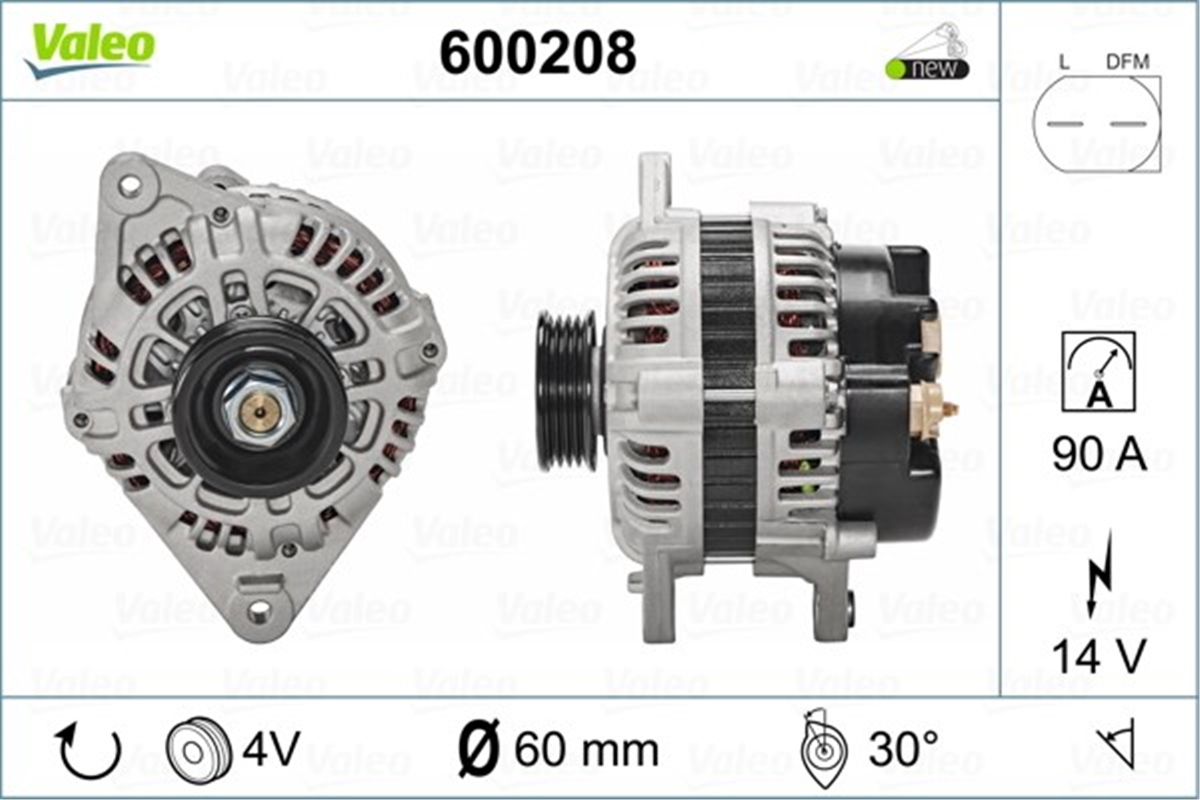 ACCENTALTERNATÖR HYUNDAI ACCENT-COUPE-PONY VALEO 600208VALEOVALEO 600208