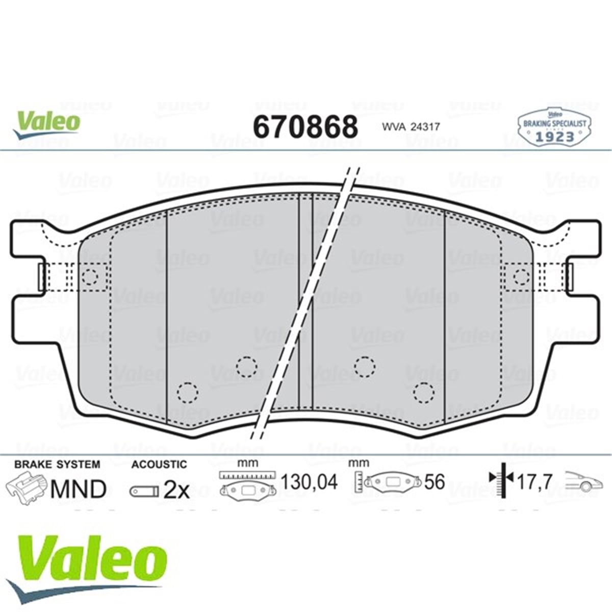 ACCENTÖN BALATA ACCENT ERA 1.4 GL-1.5 CRDI-1.6 GLS 05 KIA RIO 1.4 1.5 CRDİ 1.6 GLS 05 İ20 09 VALEO 670868VALEOVALEO 670868