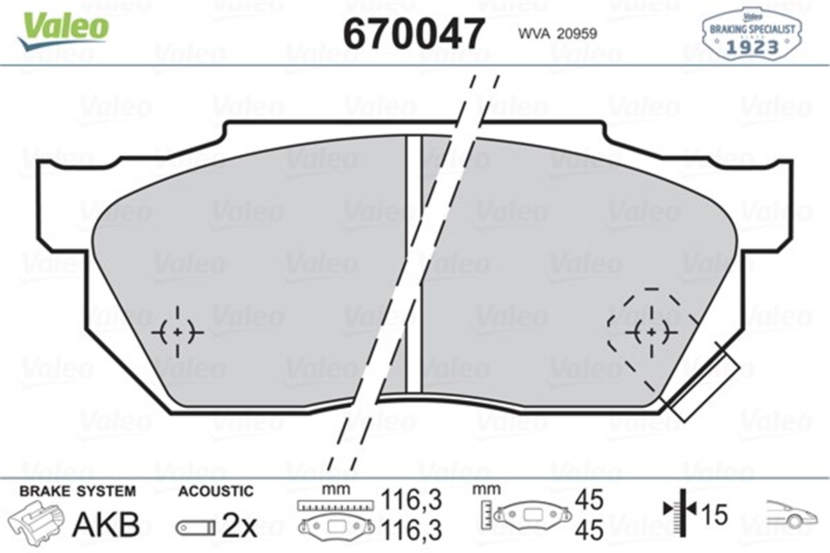 ACCORDÖN BALATA HONDA ACCORD 1.6EX-CIVIC 1.5 GTİ-GT-1.3-1.4-1.6İ-CRX 1.5İ-1.6İ VALEO 670047VALEOVALEO 670047