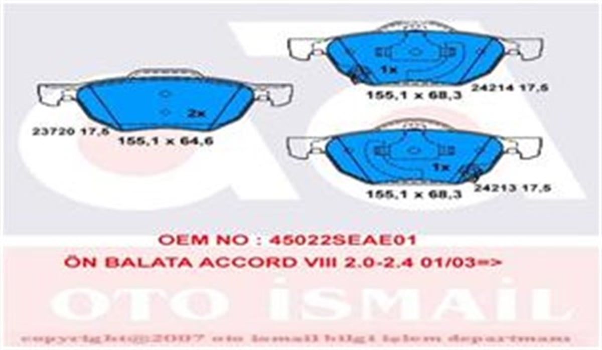 ACCORDÖN BALATA HONDA ACCORD 2.0 03 2.2 İCDT 04 2.4 03 TRW GDB3355TRWTRW GDB3355