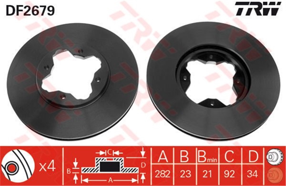 ACCORDÖN FREN AYNASI ROVER 600 618 96-99 620İ Sİ Tİ 93-99 623Sİ 93-99 HONDA ACCORD 90-98 15 JANT TRW DF2679TRWTRW DF2679