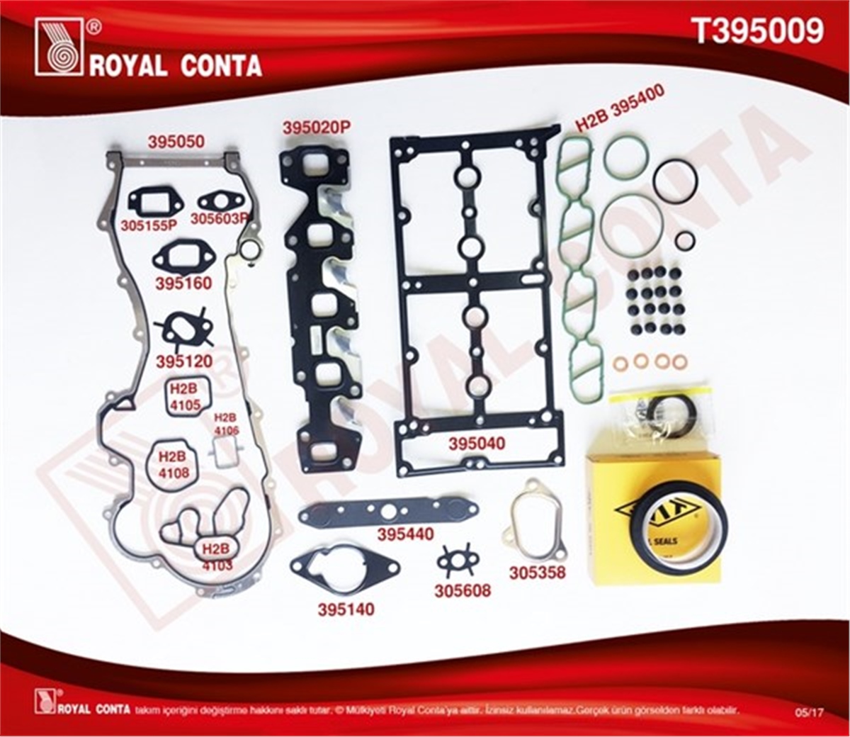 ALBEAMOTOR TAKIM CONTA SKT KEÇELİ-SUB.LASTİKLİ-SİLİNDİR KAPAK CONTASI SİZ DOBLO-PALIO-ALBEA-CORSA 1.3 MJTD ROYAL T395009ROYALROYAL T395009
