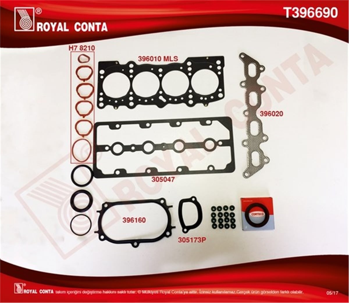 ALBEAÜST TAKIM CONTA REINZ KEÇELİ LASTİKLİ PALIO-ALBEA 1.2 16V 80HP 188A5.000 ROYAL T396690ROYALROYAL T396690