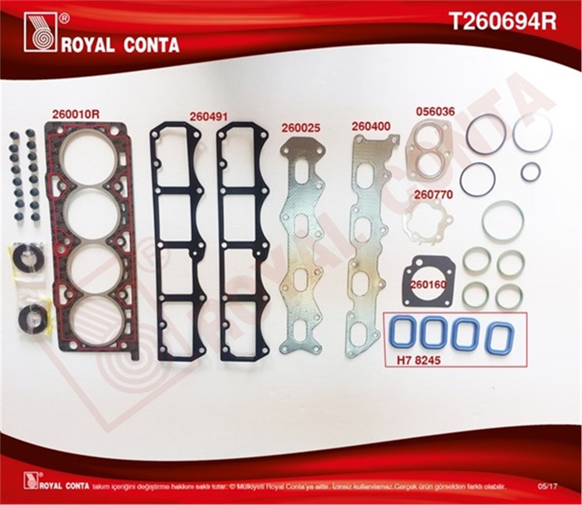 ALBEAÜST TAKIM CONTA REINZ S.LASTİKLİ SKT KEÇELİ PALIO-ALBEA-MAREA-BRAVA 1.6 16V 96 ROYAL T260694RROYALROYAL T260694R