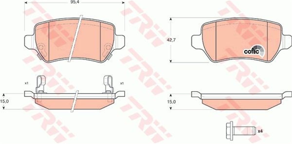 ASTRAARKA BALATA ASTRA G 98 ASTRA H 05 MERIVA 03 ZAFIRA 00 COMBO 02 TRW GDB1515TRWTRW GDB1515