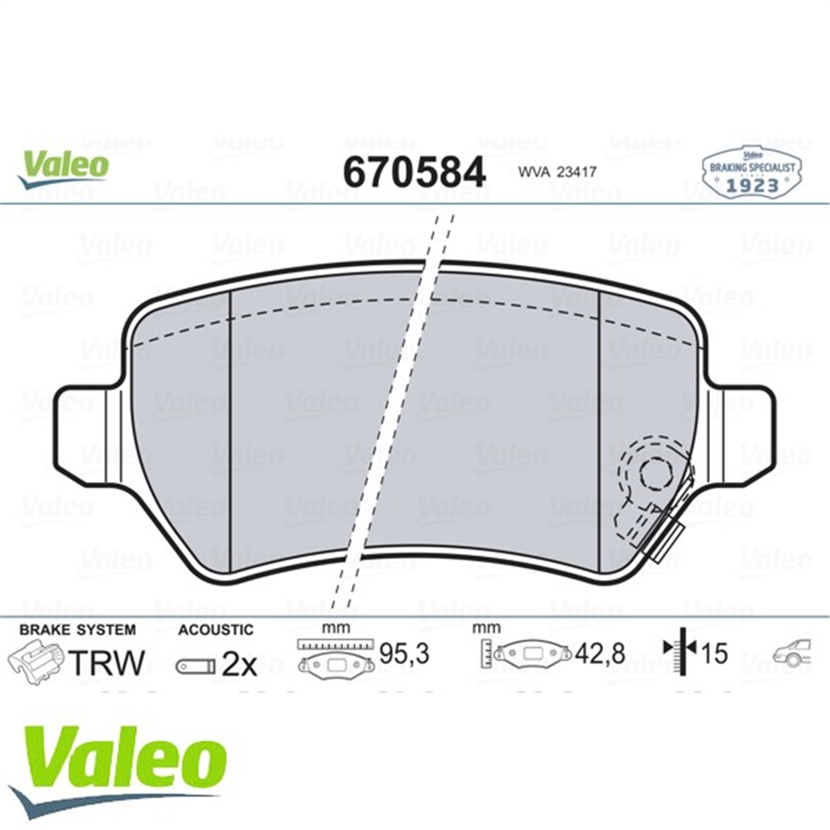 ASTRAARKA BALATA ASTRA G 98 ASTRA H 05 MERIVA 03 ZAFIRA 00 COMBO 02 VALEO 670584VALEOVALEO 670584