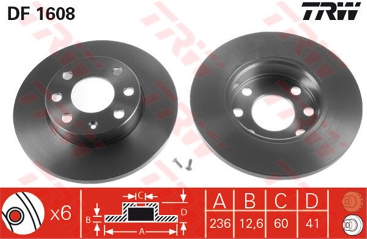 ASTRAFREN DİSKİ ÖN HAVASIZ TAKIM 569013 OPEL VECTRA A ASTRA F CORSA B 89-01 1.2-1.4-1.6-1.8 8V TRW TRW DF1608TRWTRW DF1608
