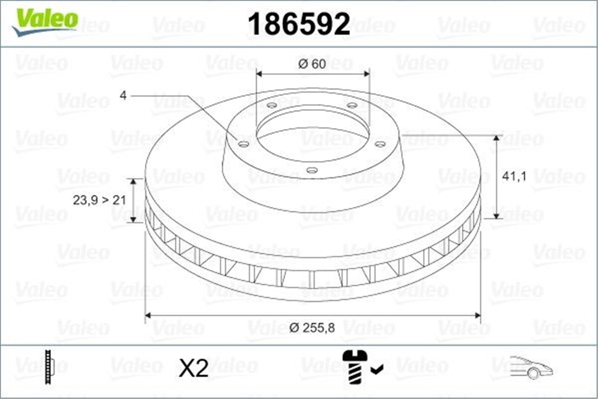 ASTRAFREN DİSKİ ÖN TAKIM 569059 OPEL ASTRA G 98-07 1.4-1.6 VALEO VAL 186592VALEOVALEO 186592
