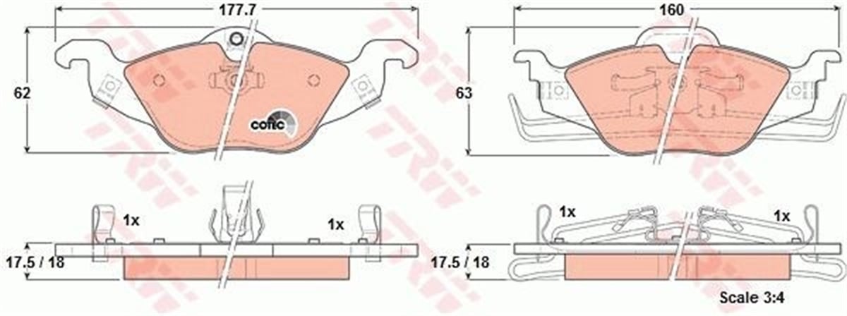 ASTRAÖN BALATA ASTRA G 1.2-1.4-1.6-1.7D-1.8-2.0D 98-05 ZAFIRA 1.8-2.0D 16V 98-05 TRW GDB1351TRWTRW GDB1351