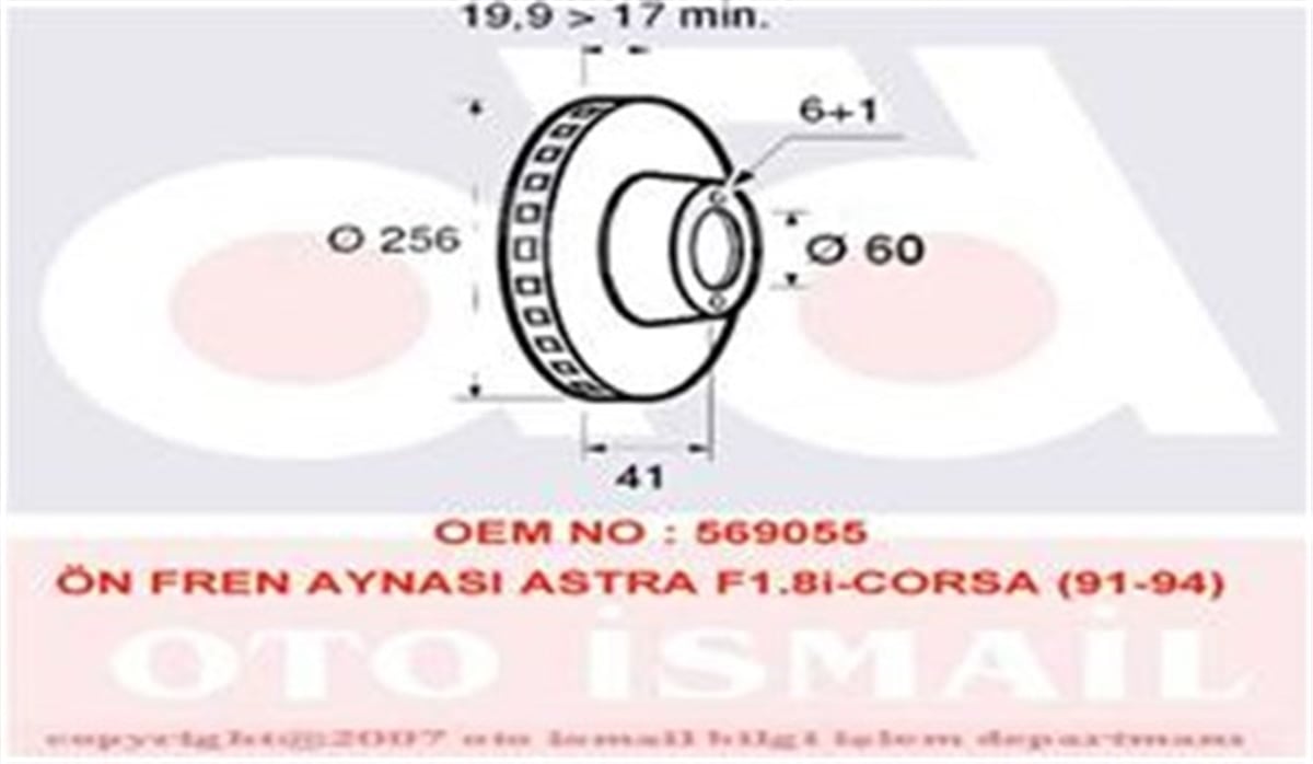 ASTRAÖN FREN AYNASI VECTRA A 1.7D-1.8 88-95 ASTRA 1.8İ 91-98 TIGRA 94-00 256X20X6DLXHAVALI VALEO 186282VALEOVALEO 186282