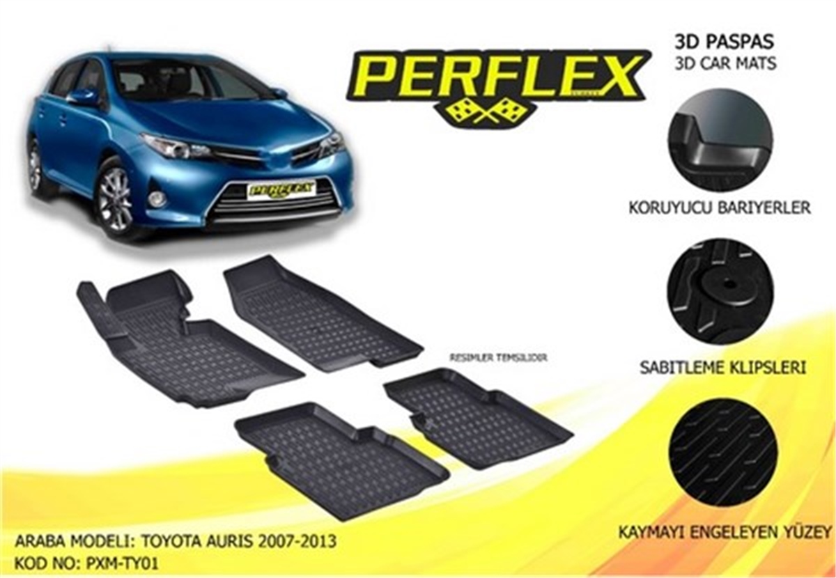 AURISPASPAS 3D X-MAT HAVUZLU TOYOTA AURIS 07-13 SİYAH PERFLEX PXM-TY01PERFLEXPERFLEX PXM-TY01