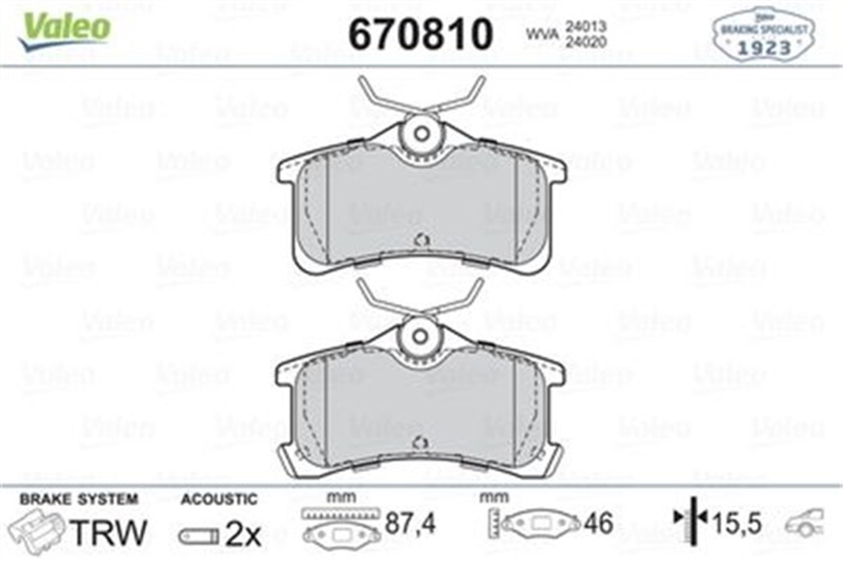 AVENSIS598810 ARKA BALATA AVENSIS 1.6VVTİ 1.8 VVTI- 2.0 VVTI 07-2001-02-2003 VALEO 670810VALEOVALEO 670810