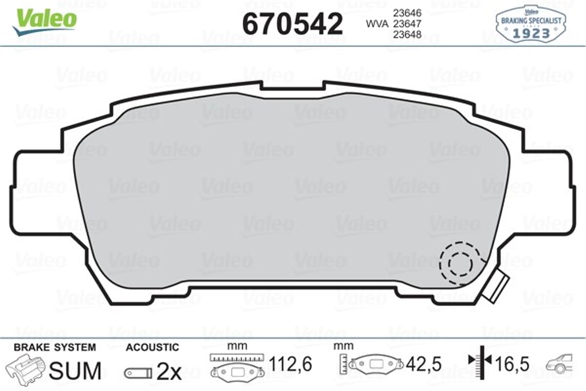 AVENSISARKA BALATA AVENSIS VERSO 2.0 VVT-I 01 11.09 AVENSIS VERSO 2.0D-4D 01 05 VALEO 670542VALEOVALEO 670542