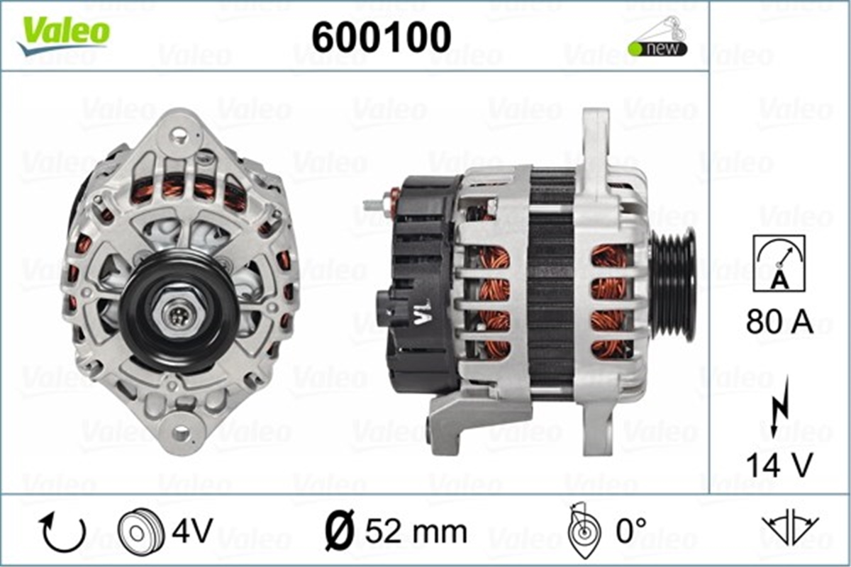 AVEOALTERNATÖR CHEVROLET AVEO-DAEWOO K VALEO 600100VALEOVALEO 600100