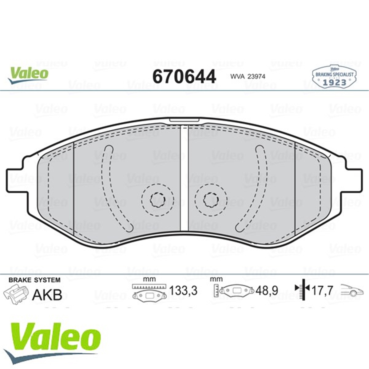 AVEOÖN BALATA KALOS 1.2 1.4 09-05 -AVEO 1.2-1.4 03-08 VALEO 670644VALEOVALEO 670644