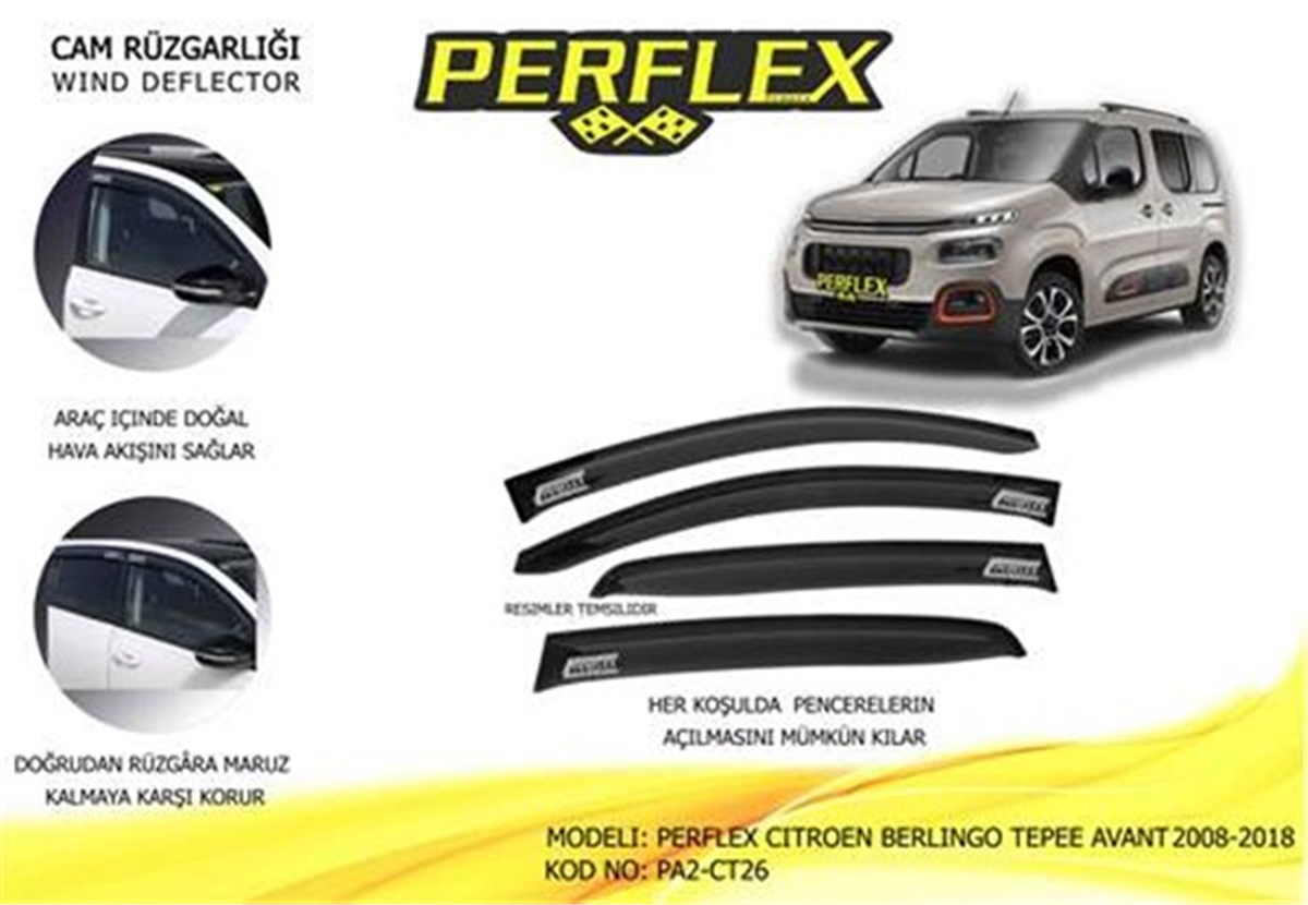 BERLINGOCAM RÜZGARLIĞI CITROEN BERLINGO TEPEE AVANT 2008-2018 2 Lİ PERFLEX PA2-CT26PERFLEXPERFLEX PA2-CT26
