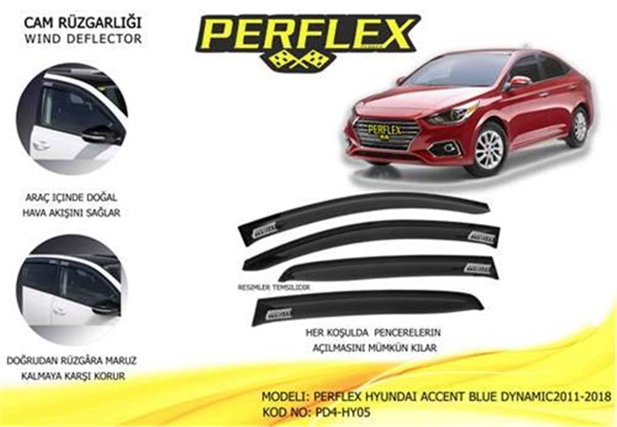 BLUECAM RÜZGARLIĞI HYUNDAI ACCENT BLUE DYNAMIC 2011-2018 4 LÜ PERFLEX PD4-HY05PERFLEXPERFLEX PD4-HY05