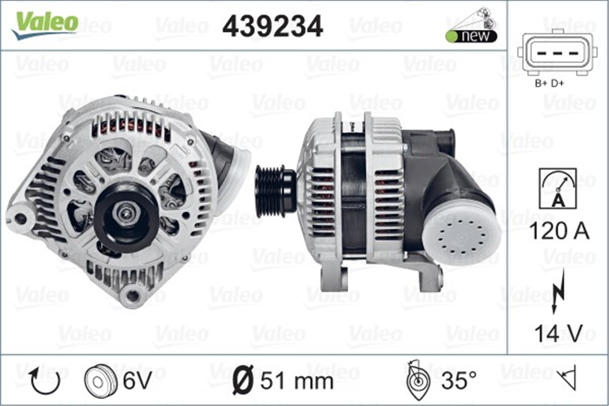 BMWALTERNATÖR A14VI22 120A BMW VALEO 439234VALEOVALEO 439234