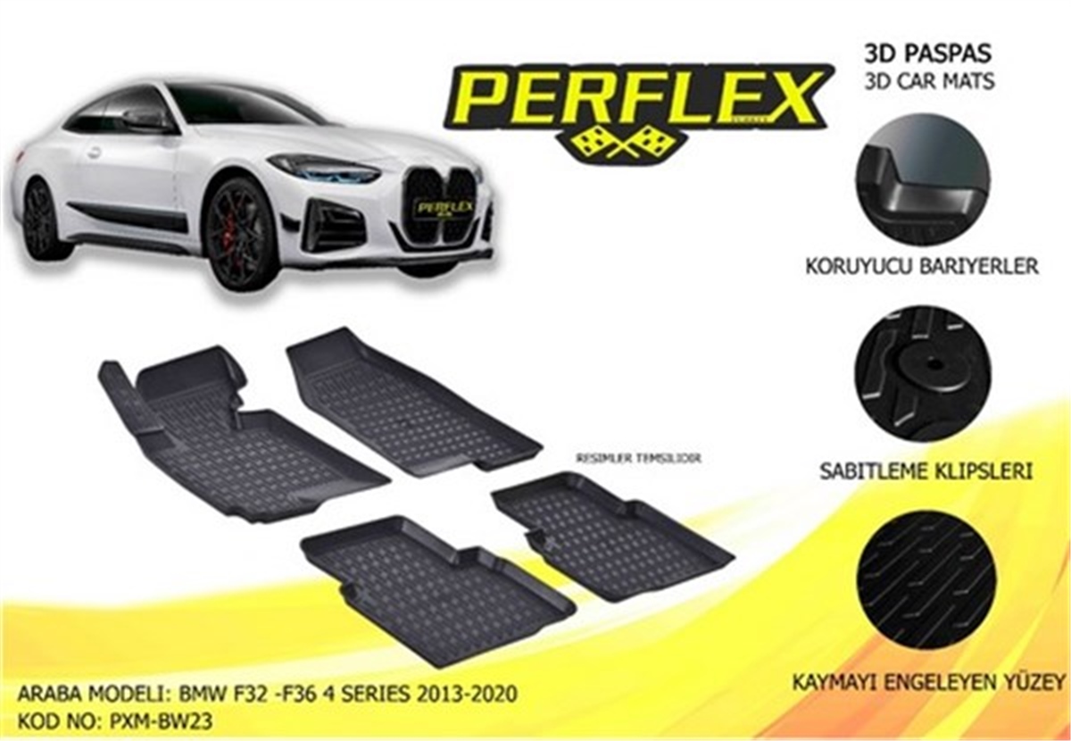BMWPASPAS 3D X-MAT HAVUZLU BMW F32 - F36 4 SERİSİ 13-20 SİYAH PERFLEX PXM-BW23PERFLEXPERFLEX PXM-BW23