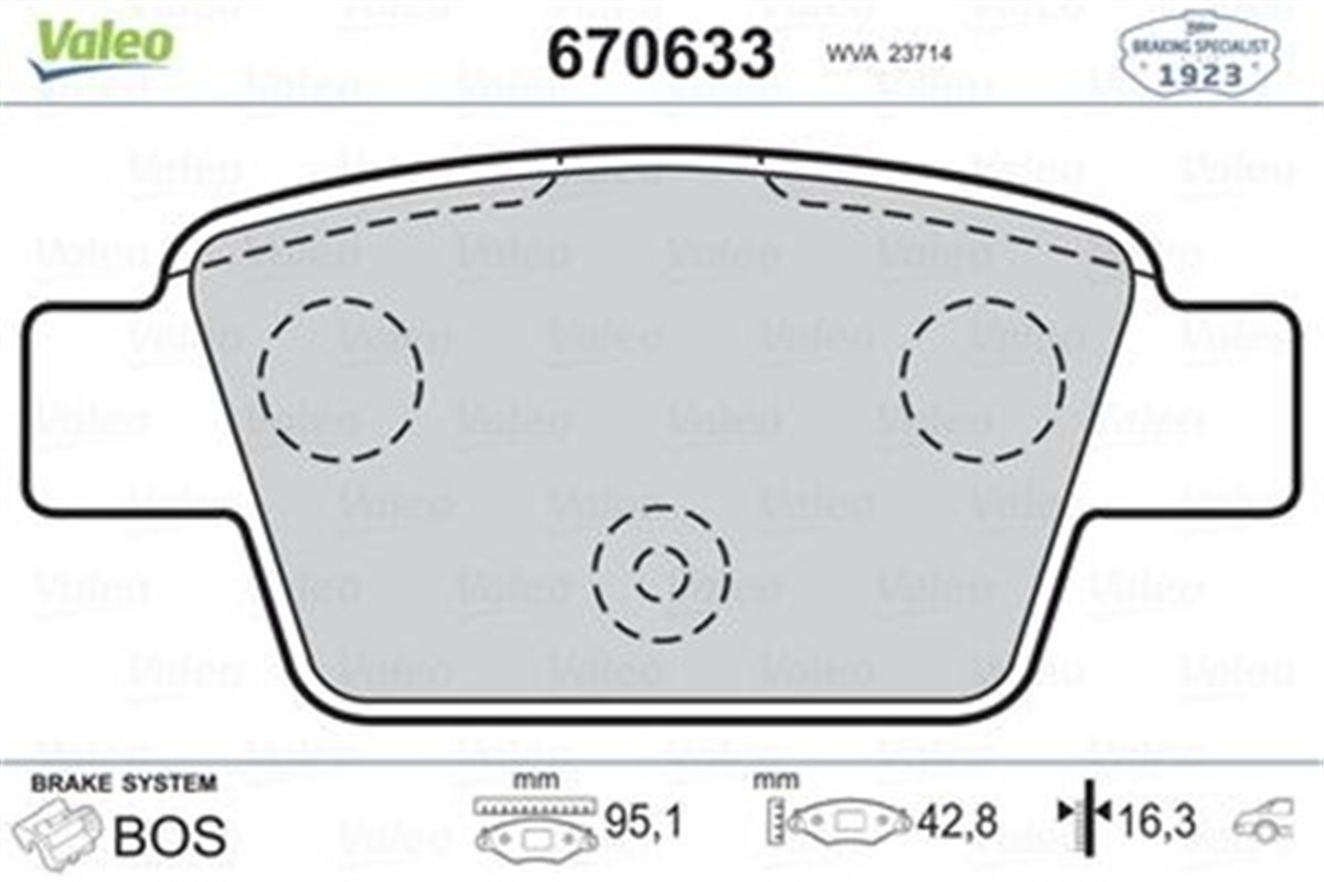 BRAVOARKA BALATA STILO 02 LINEA 6.07 BRAVO 9.07 ALFA MITO 08 MULTIPLA 99-10 VALEO 670633VALEOVALEO 670633
