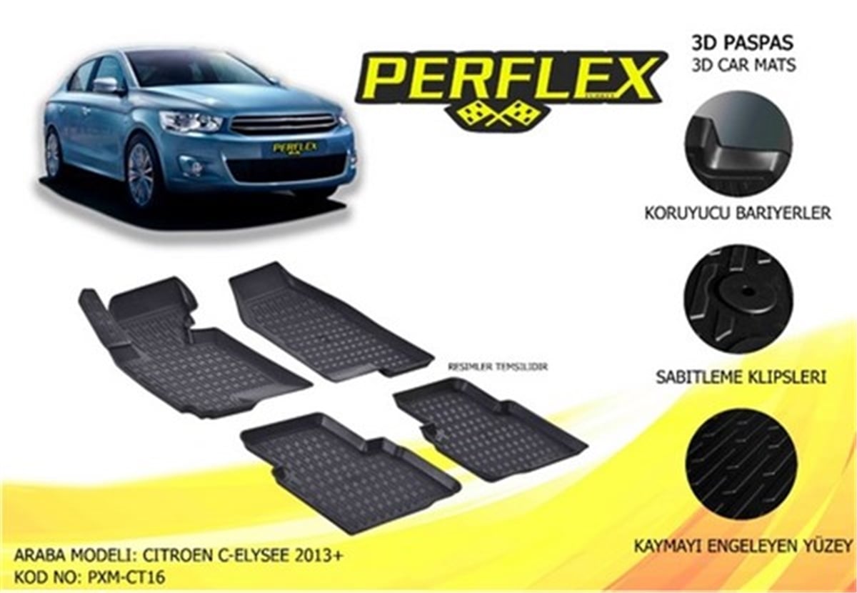 C-ELYSEEPASPAS 3D X-MAT HAVUZLU CITROEN C-ELYSEE 13 SİYAH PERFLEX PXM-CT16PERFLEXPERFLEX PXM-CT16