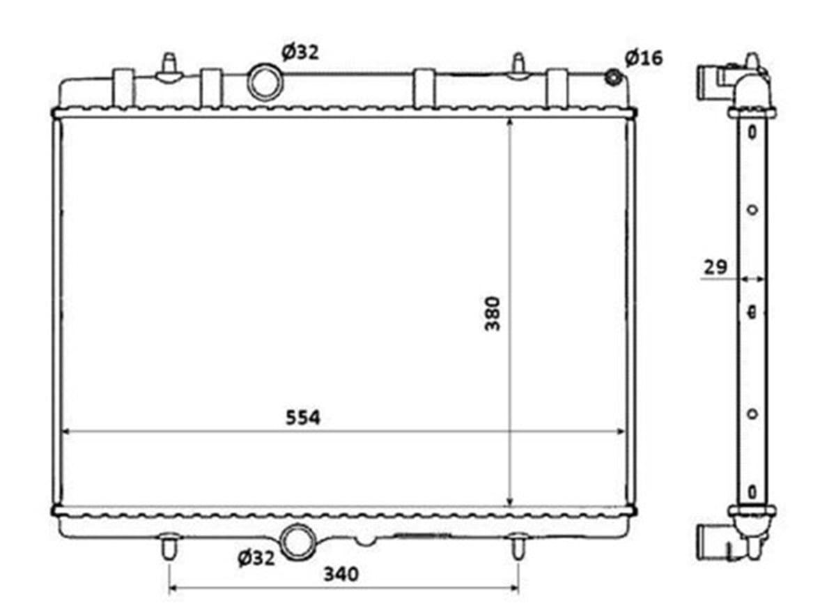 C-ELYSEERADYATOR BRAZİNG 301- 307-407-C4-C5-ELYSEE-BERL.-PART.1.6-1.8-2.0 HDİ AC KLİMASIZ MEK 538X380X22 ORIS BPE041ORISORIS BPE041