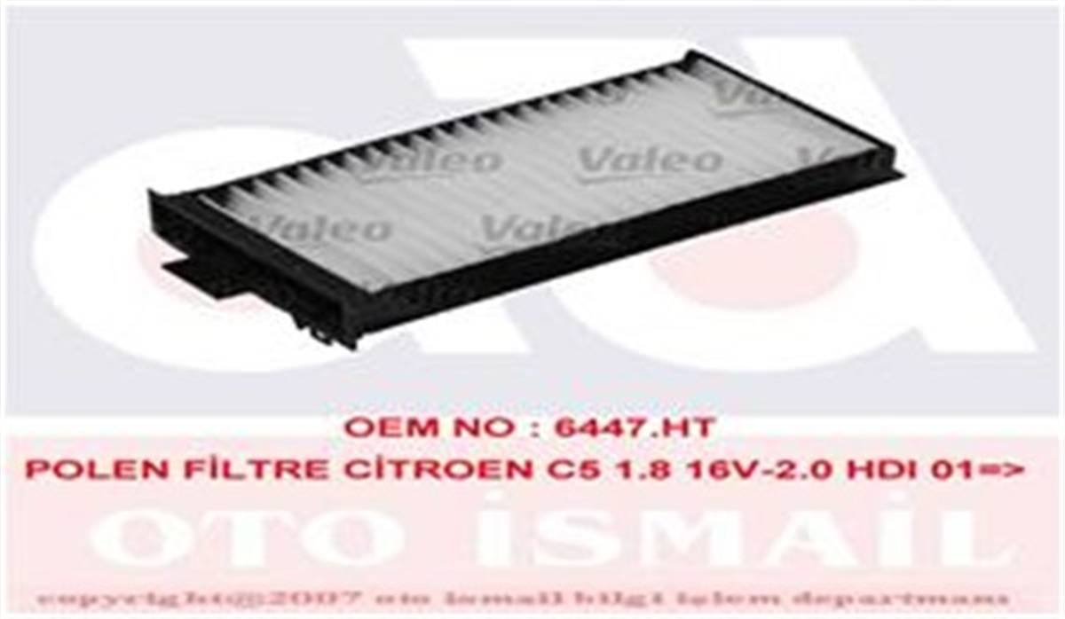 C5POLEN FİLTRESİ CITROEN C5 1.8 16V-2.0 HDI 01 AKTİF KARBONLU VALEO 698540VALEOVALEO 698540
