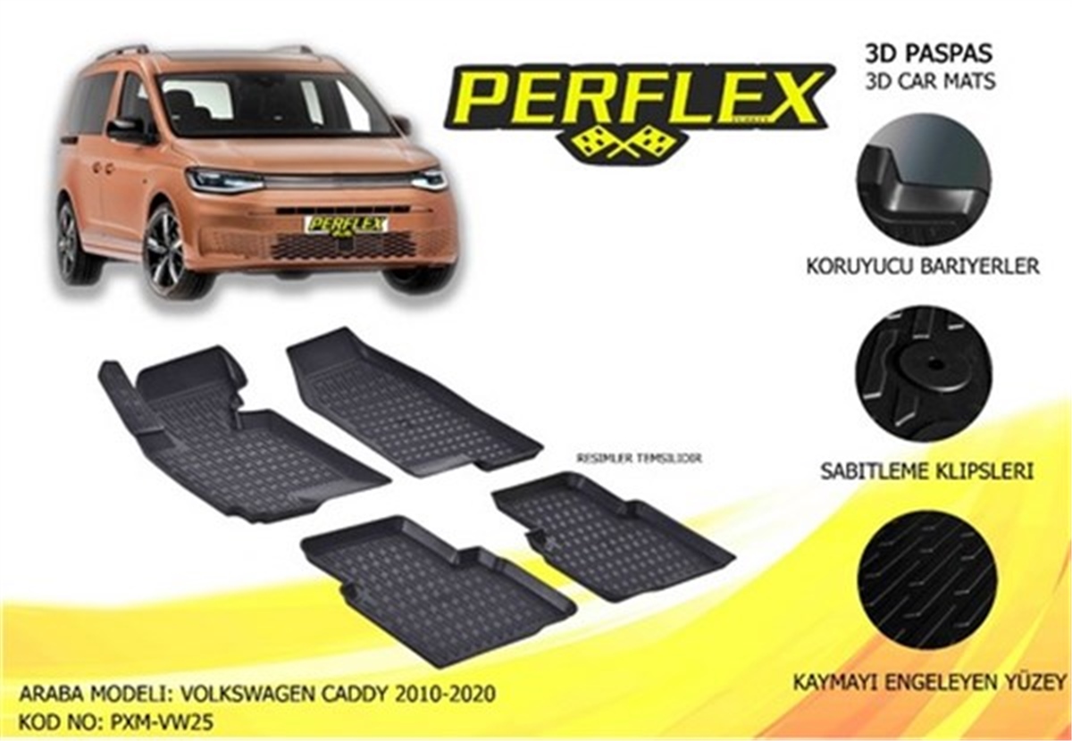 CADDYPASPAS 3D X-MAT HAVUZLU VOLKSWAGEN CADDY 10-20 SİYAH PERFLEX PXM-VW25PERFLEXPERFLEX PXM-VW25