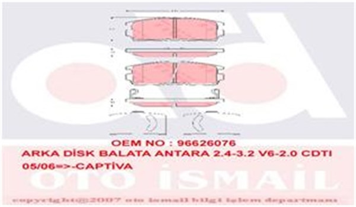 CAPTIVAFREN BALATASI ARKA 96626076 OPEL CAPTİVA ANTARA 07- Z20S TRW TRW GDB1716TRWTRW GDB1716