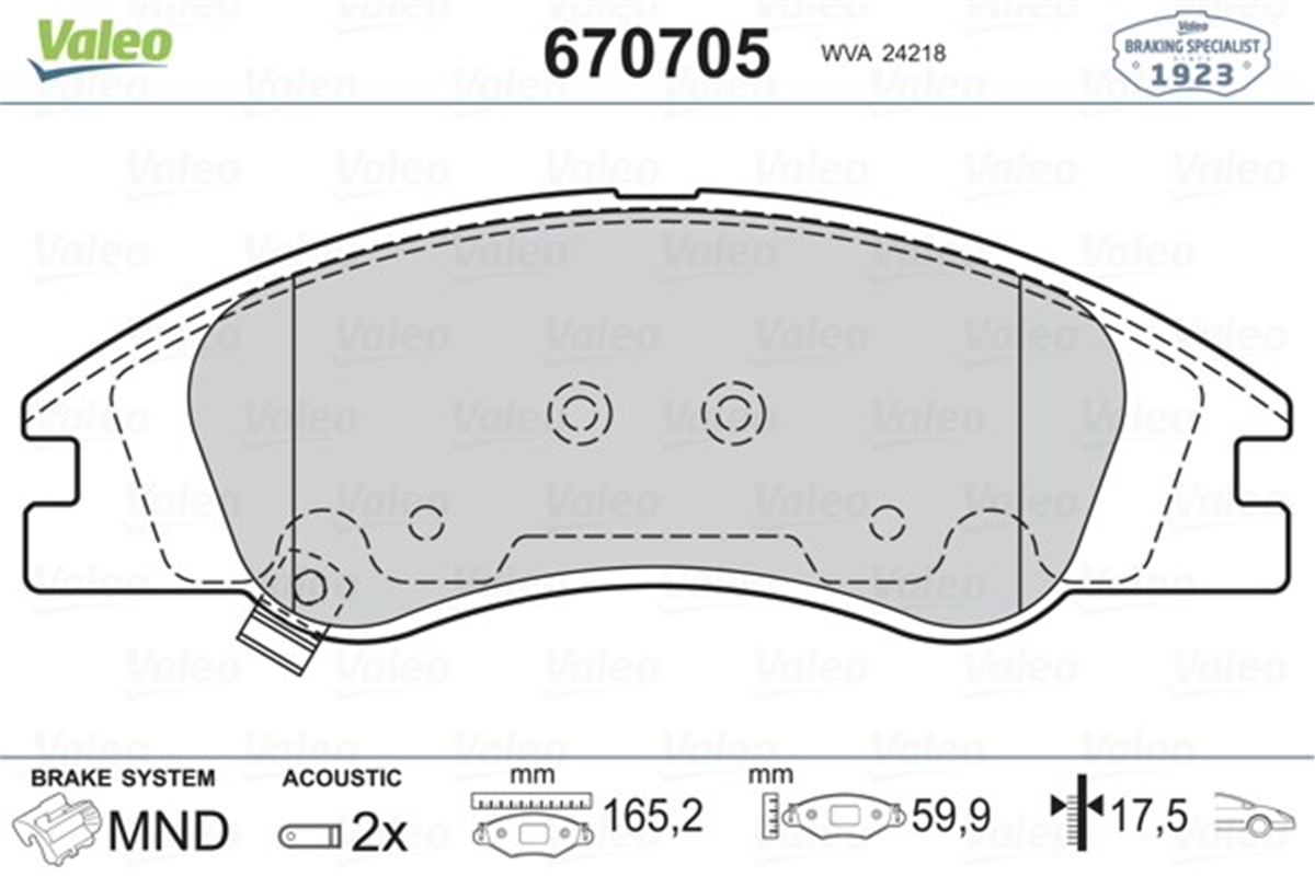 CERATOÖN BALATA KIA CERATO II-SPECTRA FE22-FE24 1.6-1.8-2.0-1.5CRDI 08 VALEO 670705VALEOVALEO 670705