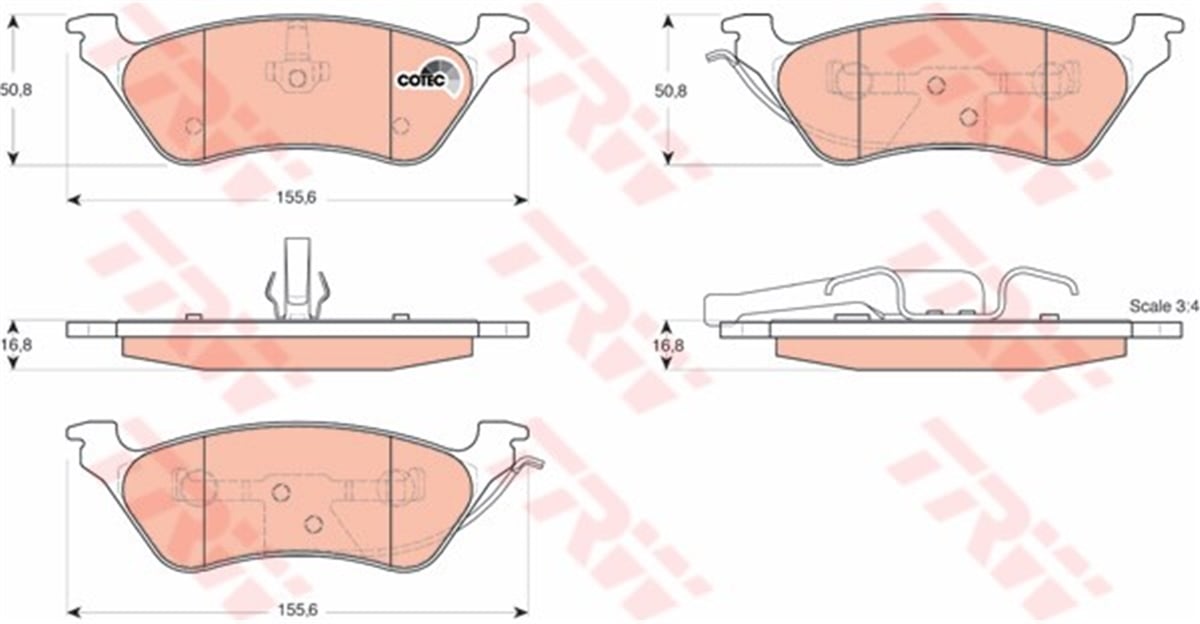 CHEROKEEARKA BALATA CARAVAN 3.3 AWD-3.8 00-07 VOYAGER III 2.4-2.5 2.8CRDİ 3.3 00 12.08 CHEROKEE 01-08 TRW GDB4130TRWTRW GDB4130